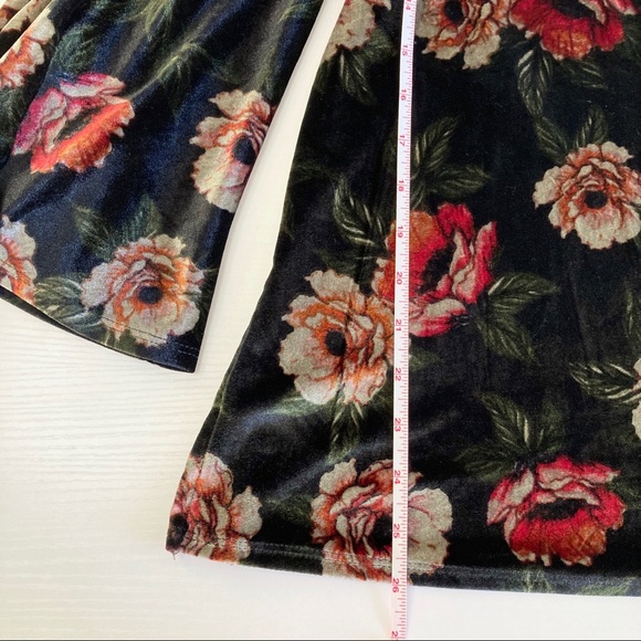 Torrid Velvet Off Shoulder Floral Bell Sleeve Top - Picture 8 of 10